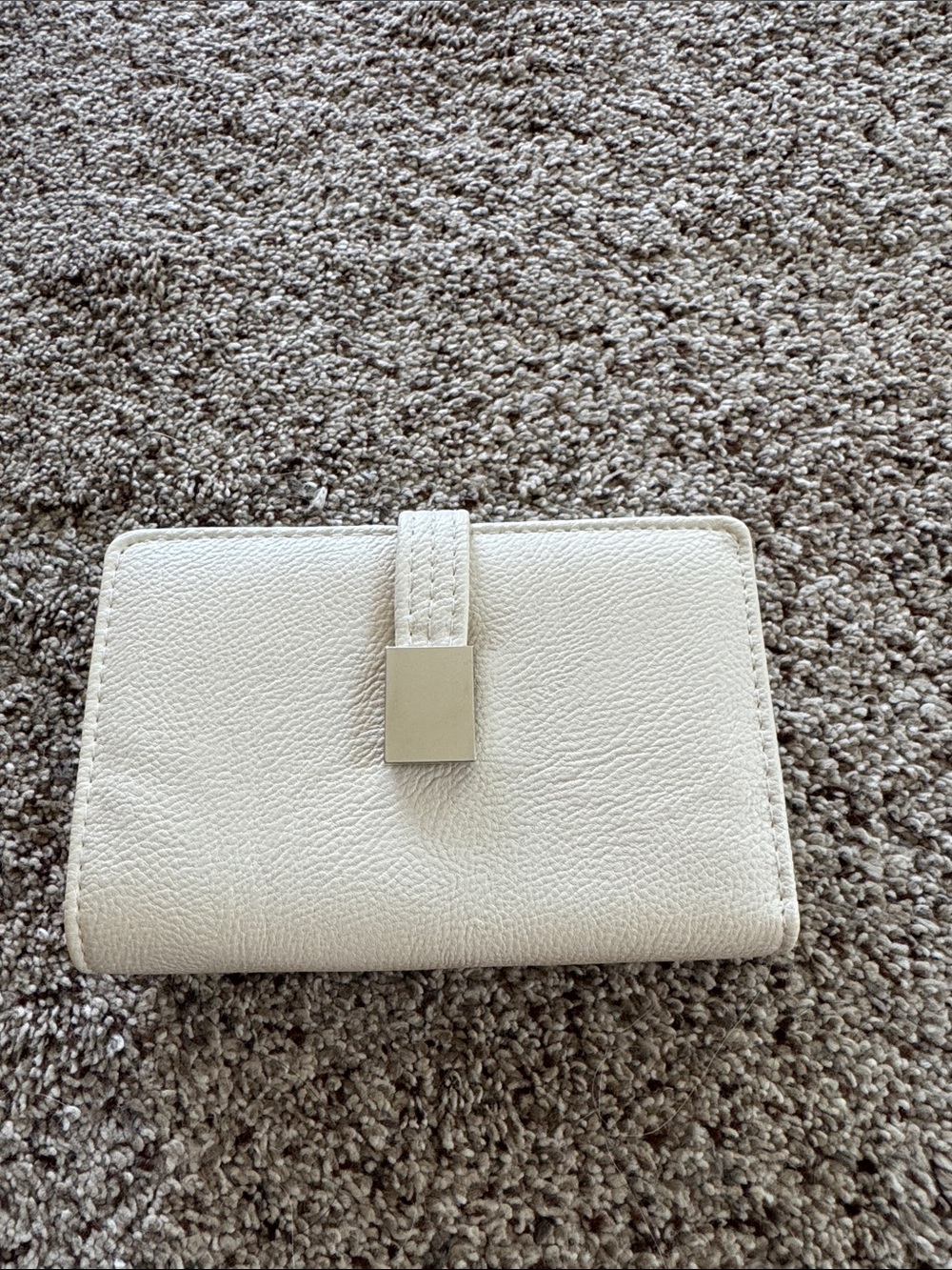 Classic Cream Leather Wallet with Metal Snap